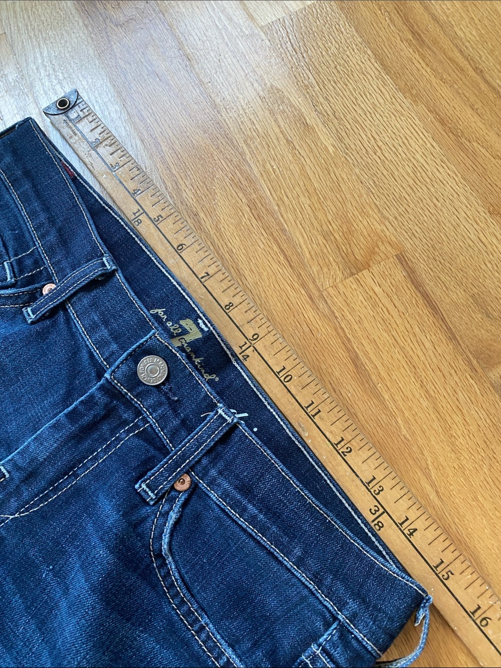 7 For All Mankind Dojo Lo Rise Dark Blue Flare Jeans Y2K - Picture 12 of 13